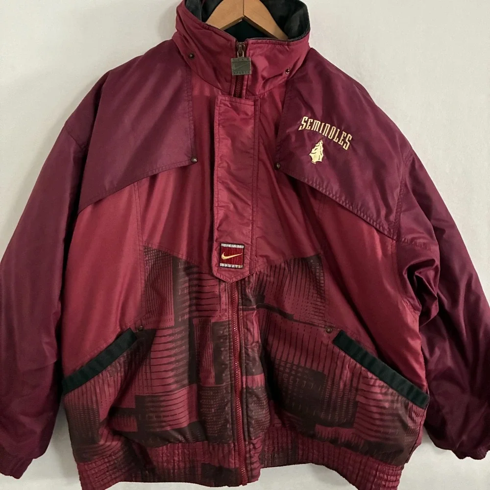 Vtg Nike‎ Florida State University Seminoles Down Puffer Jacket XL Embroidered